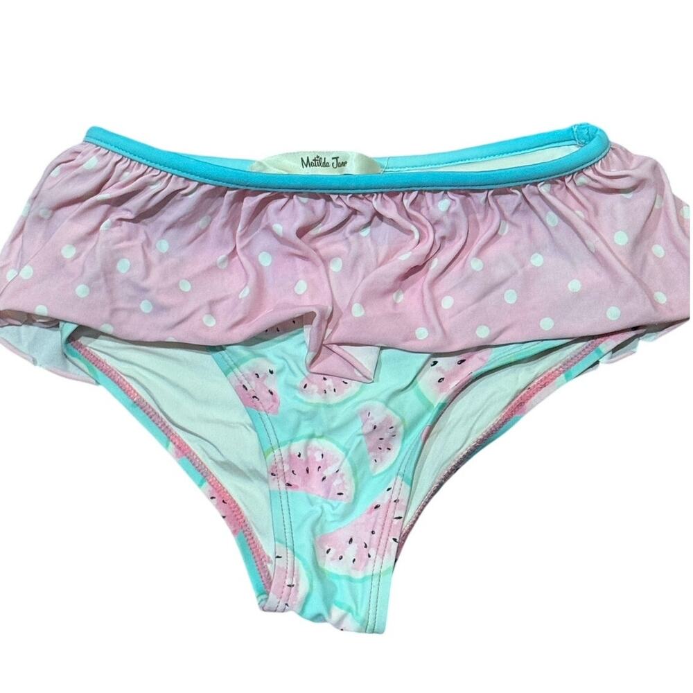 Matilda Jane Girls Size 10 Swim Bottoms Pink Ruffle Watermelon Play Condition